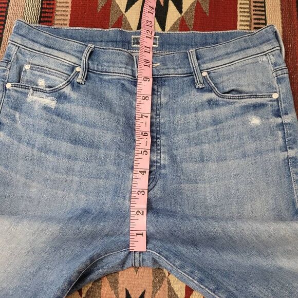 MOTHER The Stunner Ankle Fray Denim Jeans Sz 29 Graffiti Girl Distressed Stretch - Picture 7 of 11